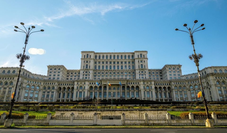 wide view palace parliament bucharest romania